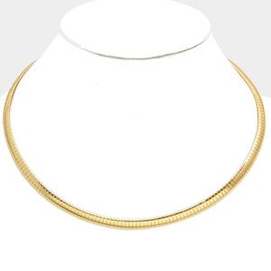 Gold tone omega choker necklace 18 inches